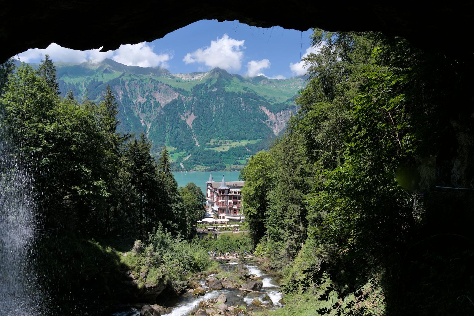 Cappadocia 3 wooden building by the lake in a valley in austria